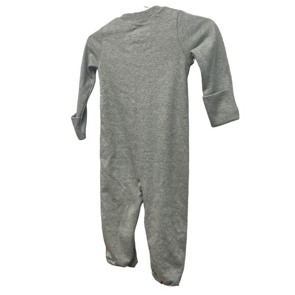 New Nike Baby Infant 9 Mos Zip Up Gray One Piece Long Sleeve Sleeper Bodysuit - Picture 3 of 4